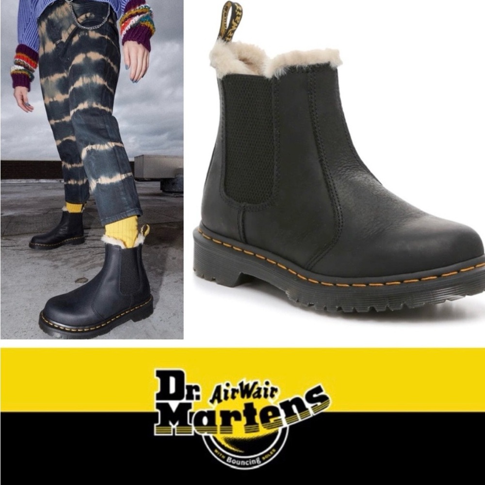 Dr. Martens Black Fur-Lined Chelsea Boots